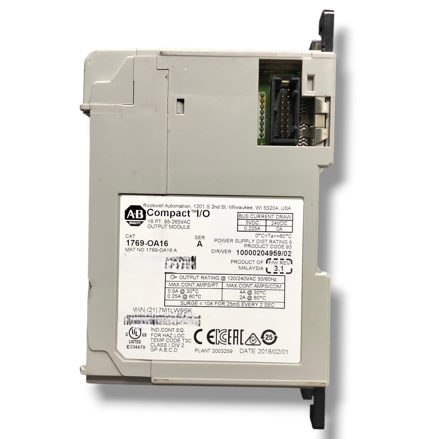 ALLEN BRADLEY 1769-OA16 MODULO DE SALIAS CON DETALLE