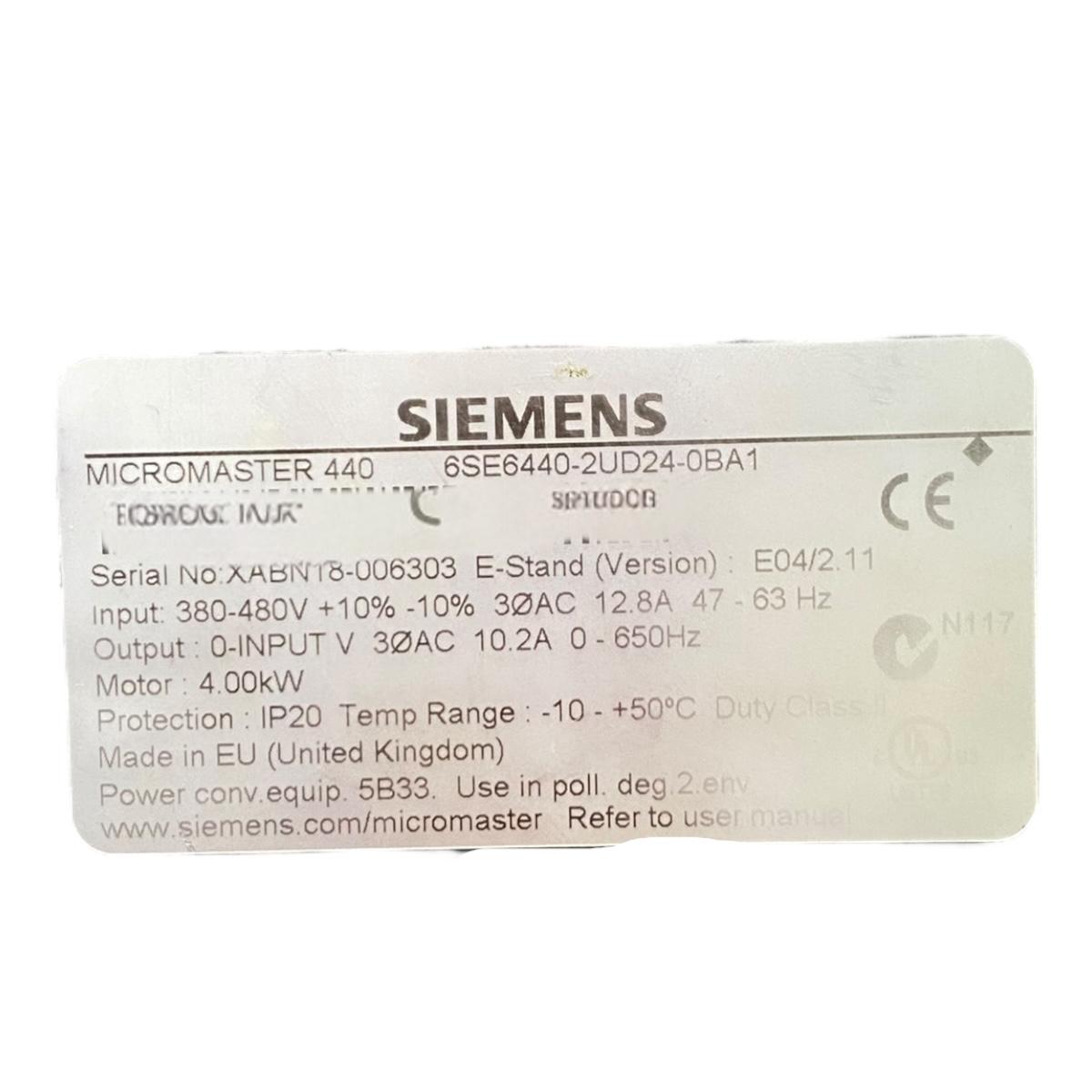 Siemens 6se6440-2ud24-0ba1 variador de frecuencia
