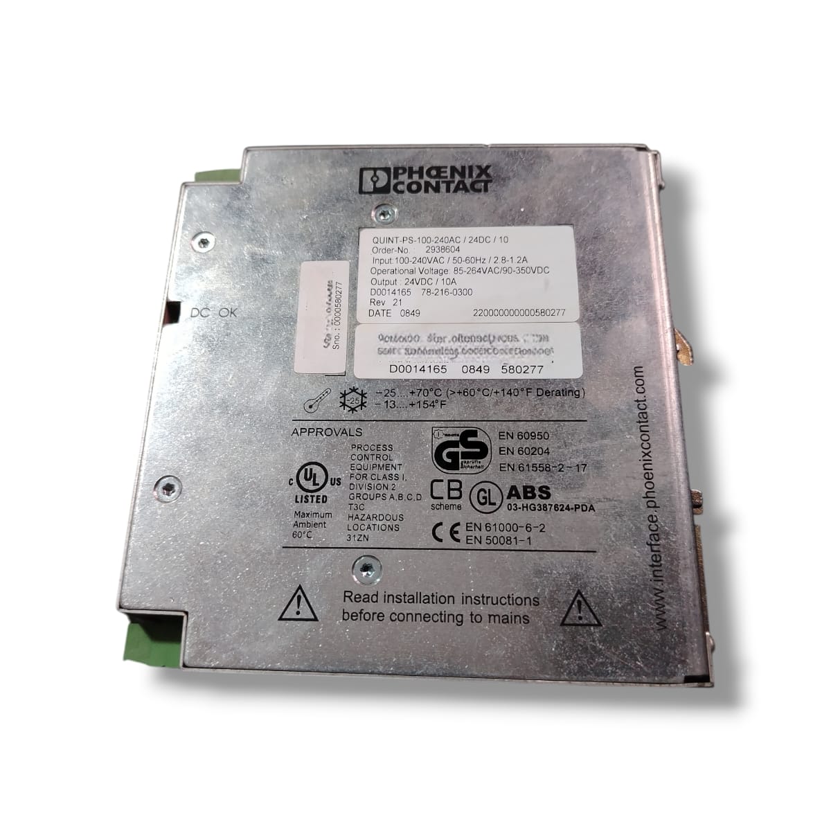 PHOENIX CONTACT QUINT-PS-100-240AC/24DC/10