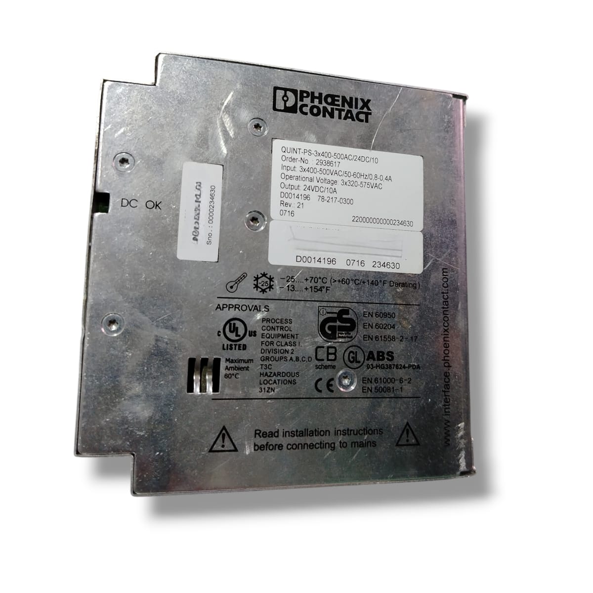 PHOENIX CONTACT QUINT-PS-3x400-500AC/24DC/10 FUENTE DE ALIMENTACIÓN