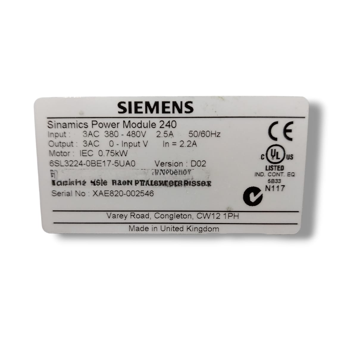 SIEMENS 6SL3224-0BE17-5UA0 MÓDULO DE POTENCIA