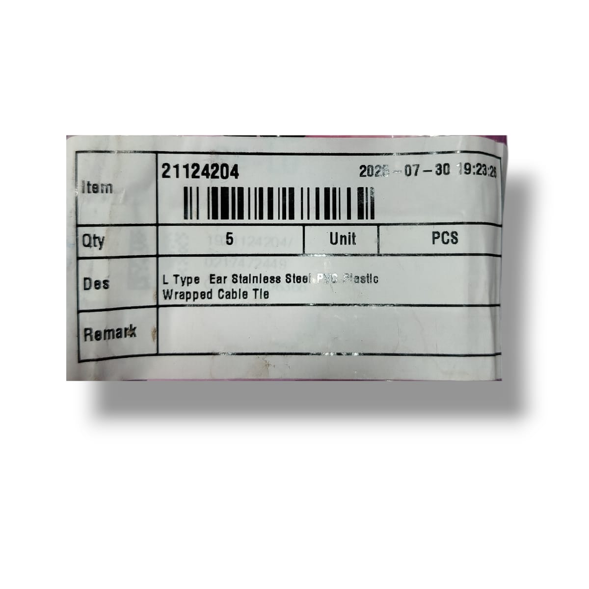 L TYPE EAR STAINLESS STEEL PVC PLASTIC WRAPPED CABLE TIE 21124204