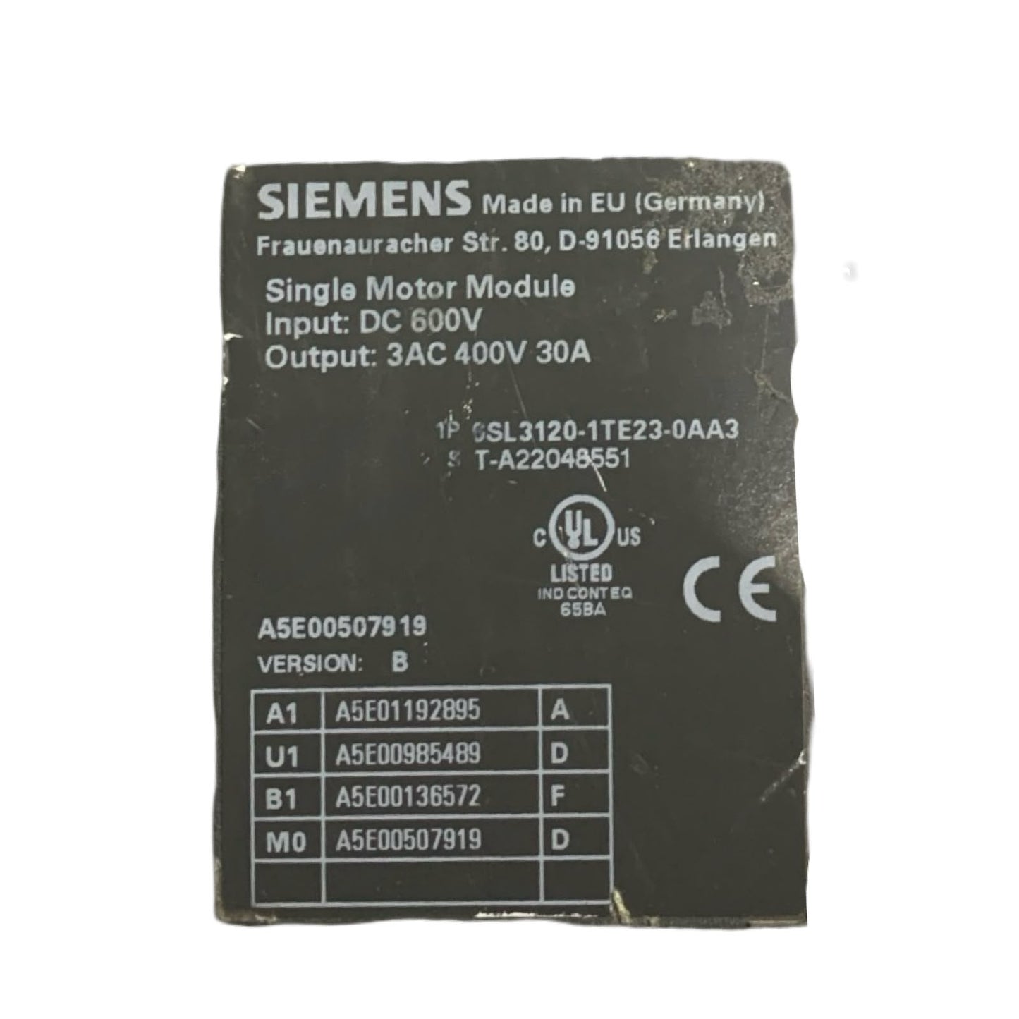SIEMENS 6SL3120-1TE23-0AA3