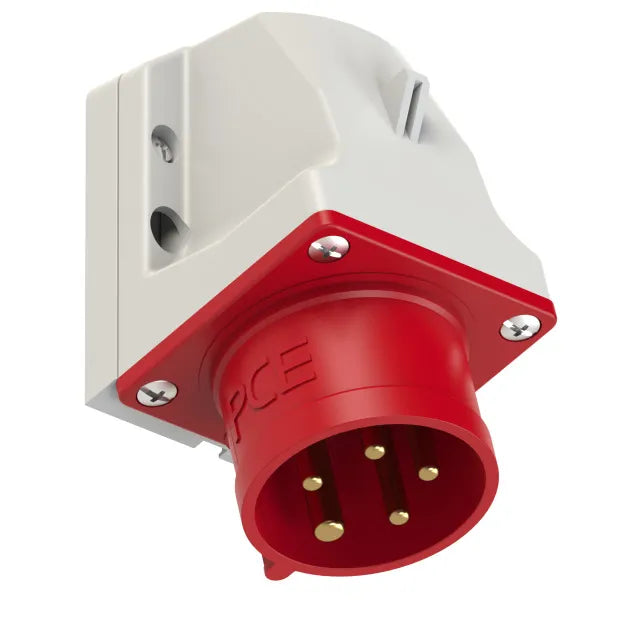 3123 Clavija mural 3P+N+T 6H 16A 400V IP44 Rojo
