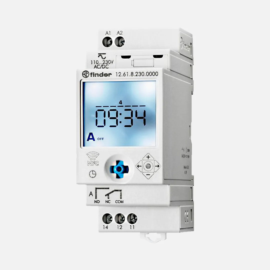 Interruptor horario digital semanal 12-24VCD 1CO 1NANC 16A 250VCA