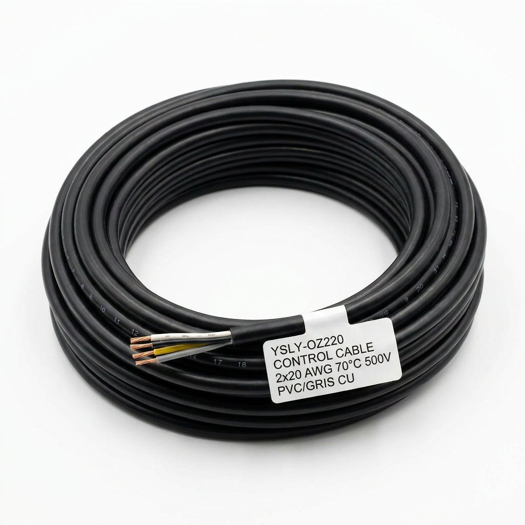 YSLY-OZ220 Cable control 2×20, 70°C, cobre, PVC/Gris, negro con num, 500v