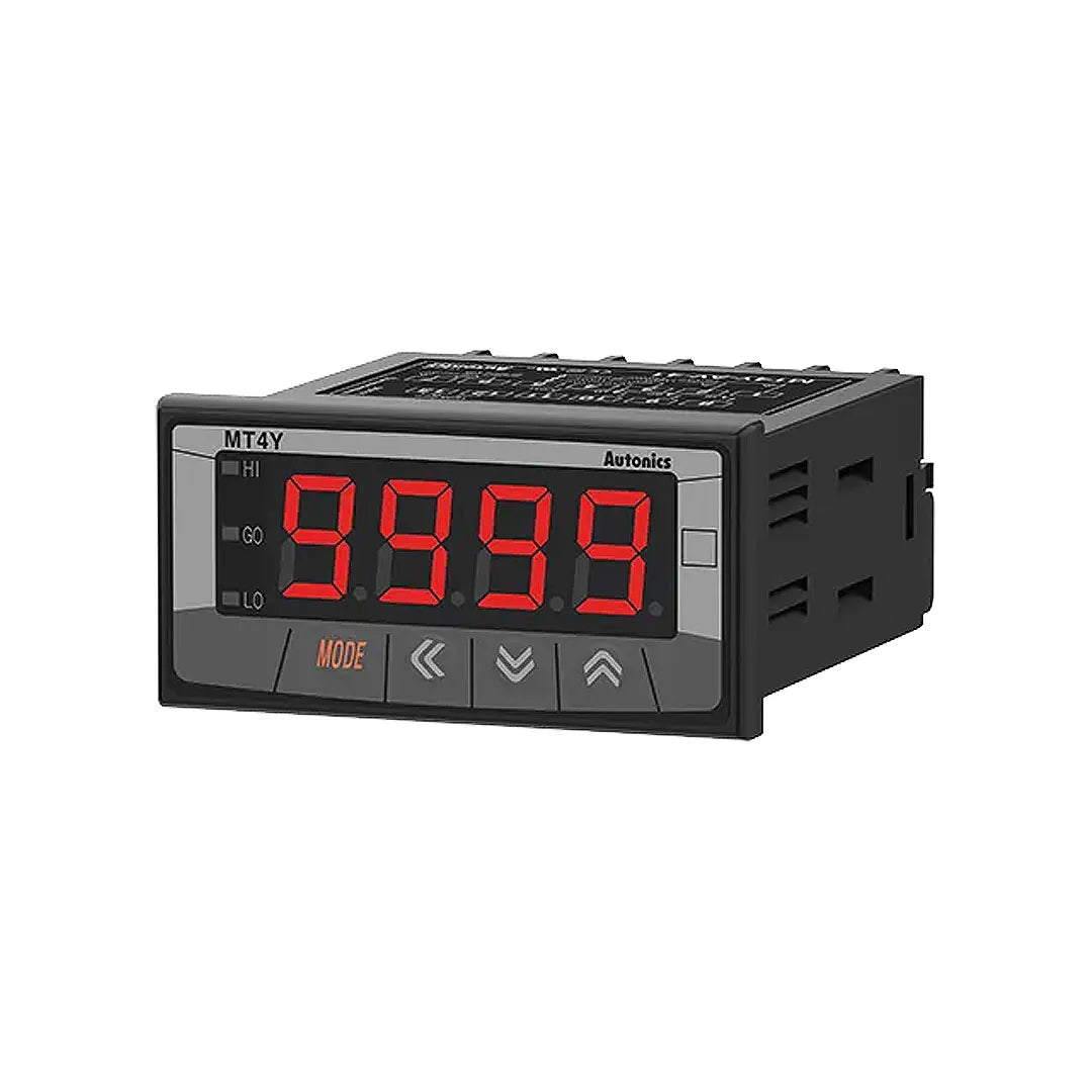 MT4Y-DV-40 Voltímetro DC de panel 72WX36Hmm 100-240VCA Relevador (HI, GO, LO)