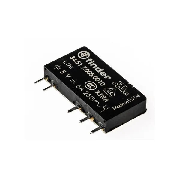 Relevador electromecánico ultra delgado 5 pines 5VCD 1CO 1NA1NC AgNi 6A 250V