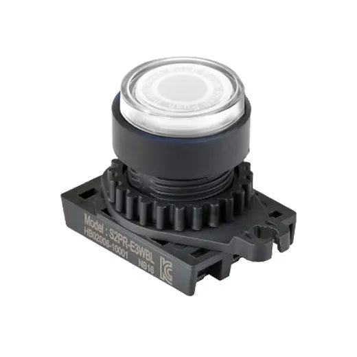 S2PR-E3W Botón pulsador redondo iluminado saliente 22mm momentáneo blanco