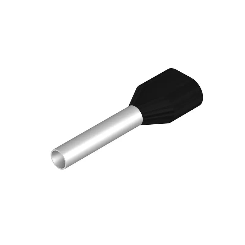 H1,5/20D SW ZH SV Terminal doble ferrul aislado 20L 1.5mm² 16AWG DIN Negro 5×100