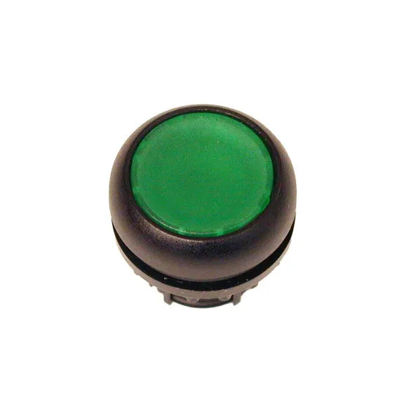 M22S-DRL-G Botón pulsador Plano iluminado Bisel negro 22mm Mantenido Verde