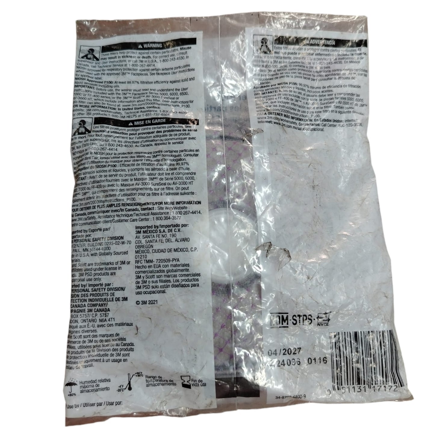 3M 2297 Filtros de repuesto para respirador de partícula