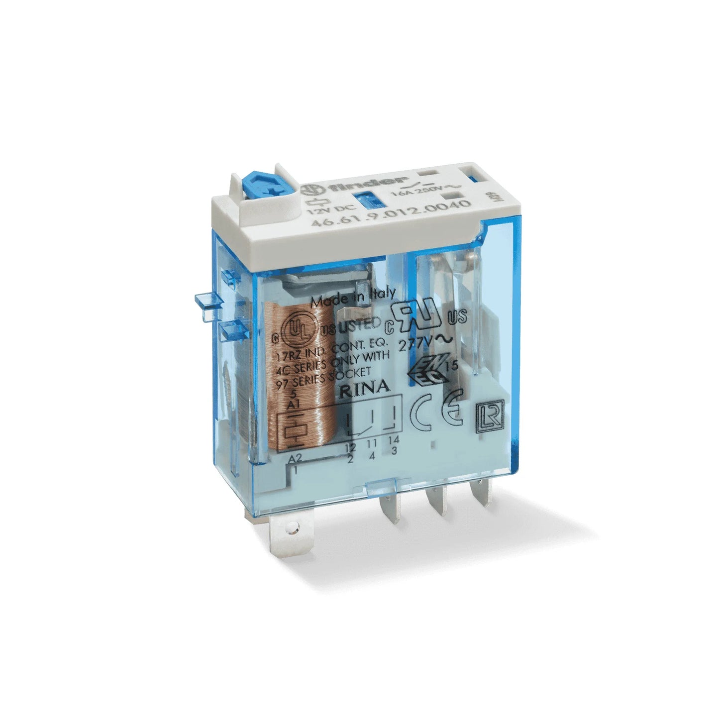 Relevador tipo industrial 5 pines 125VCD 1CO 1NA1NC AgNi 16A 250V