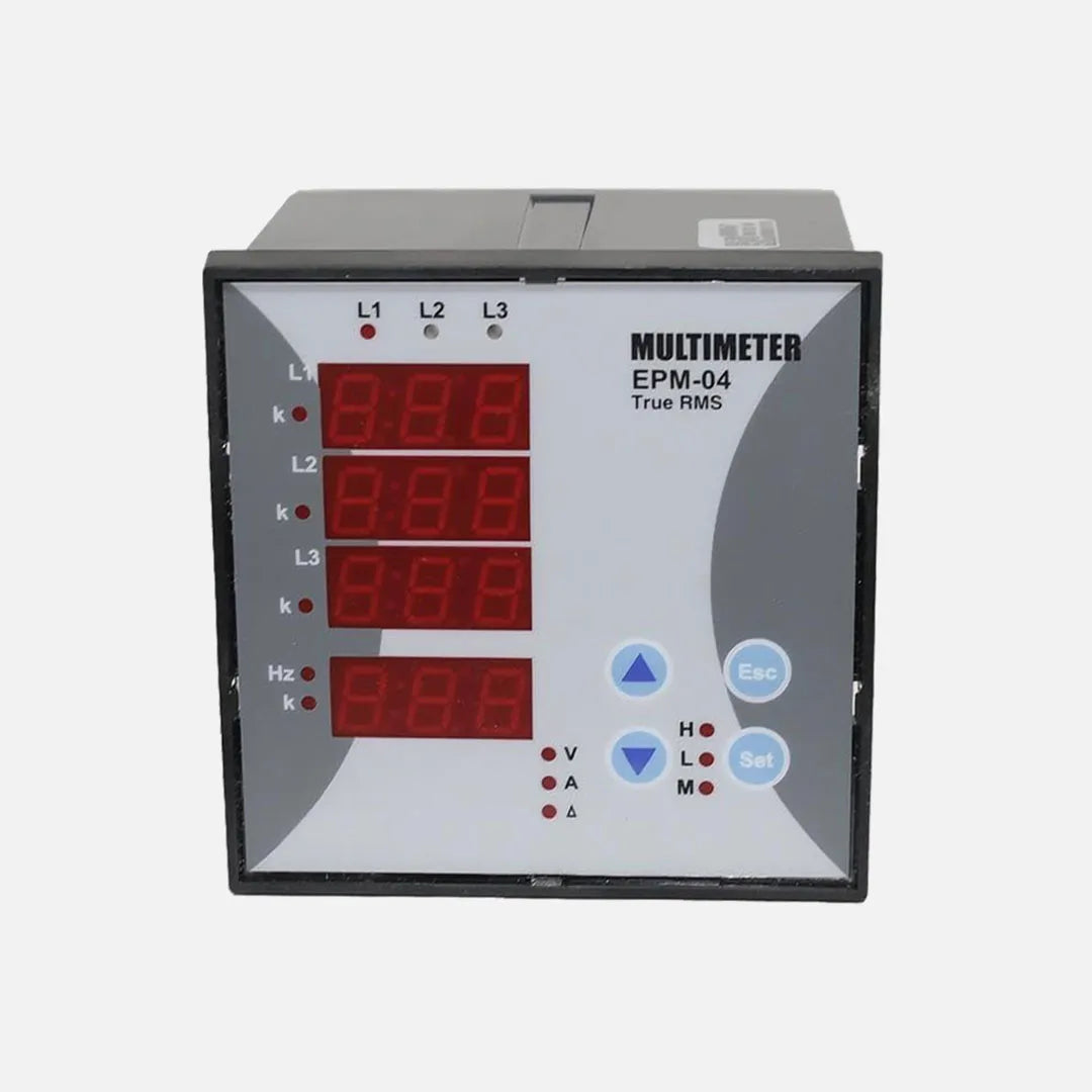 EPM-04-CT25 MULTIMETRO DIGITAL TRIFASICO DE MONTAJE PANEL CON MEDIDAS 96X96mm.