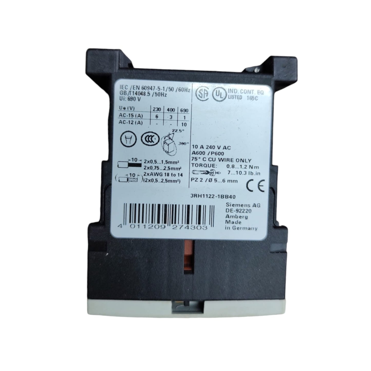 Siemens 3RH1122-1BB40 contactor