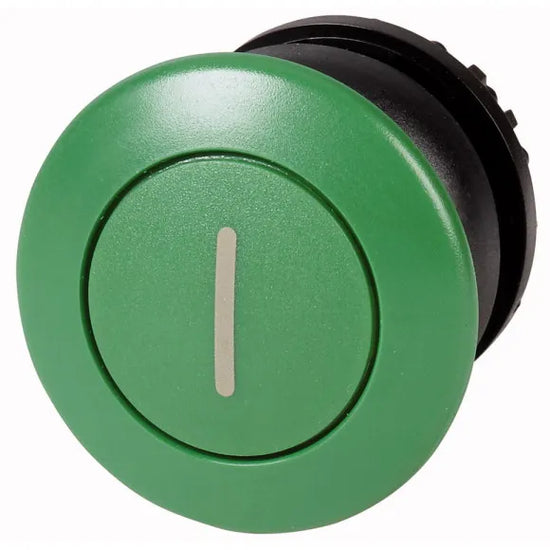 M22S-DP-G-X1 Botón Hongo B/negro 22mm Momentáneo -I- Placa/Verde Cabezal/Verde