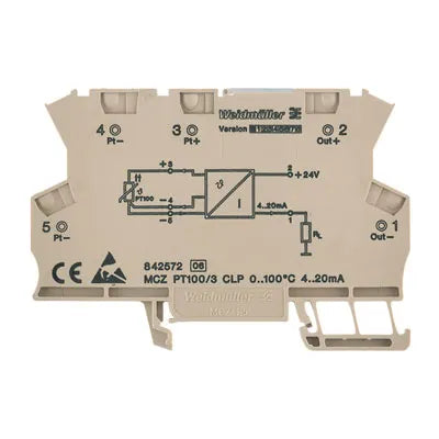 MCZ PT100/3 CLP -50C…+150C Transductor de temperatura tipo clema a 4-20mA