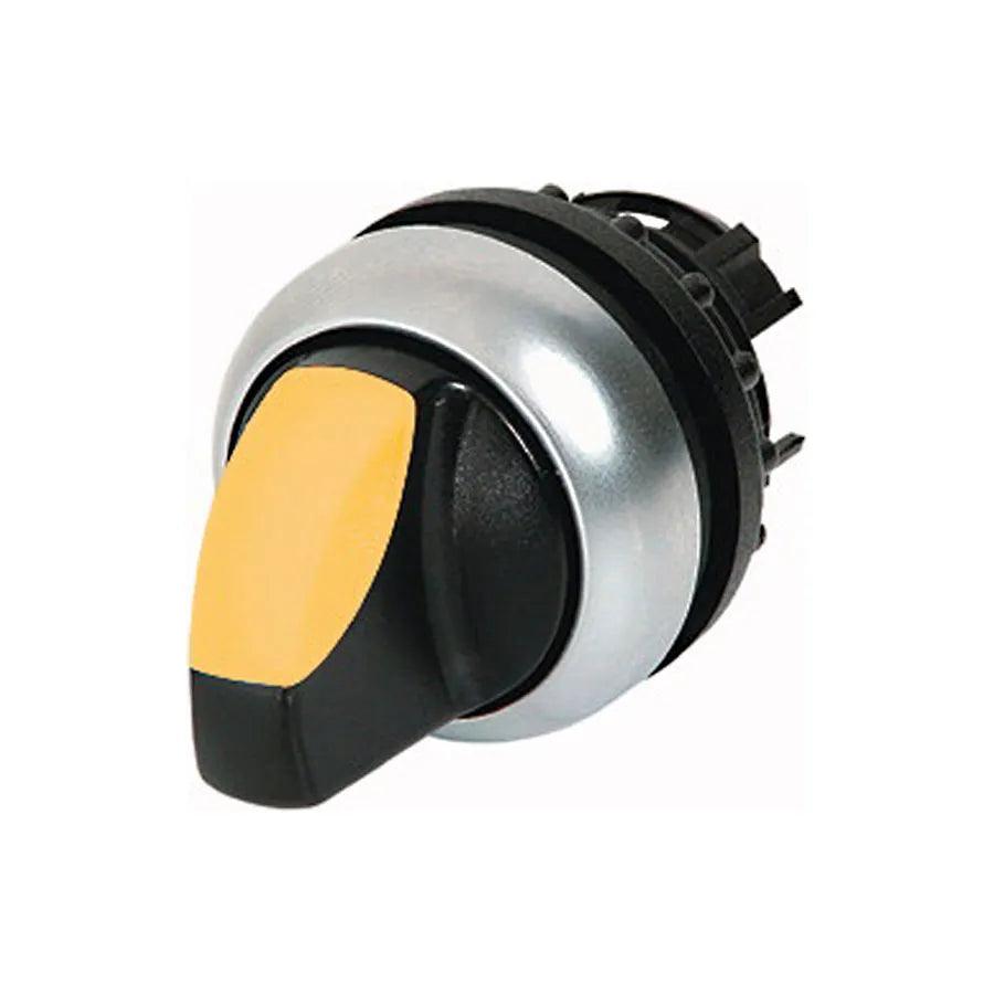 M22-WRLK3-Y Selector T/Palanca iluminado 3 pos B/plata 22mm Mantenido Amarillo