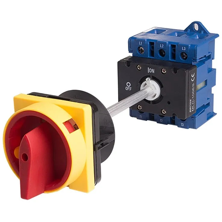 INTERRUPTOR DE EMERGENCIA CON VARILLA DE EXTENSION 3P 63A MONTAJE EN RIEL