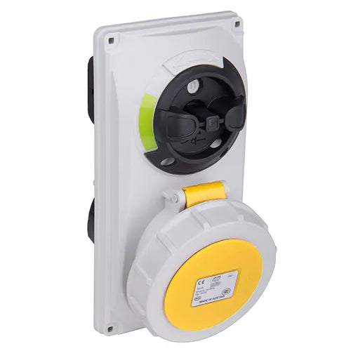 Base emportrar enclavamiento 32A 2P+T 120VCA 4h Amarillo IP66-IP67