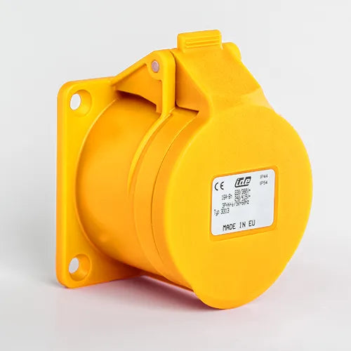 Base empotrar recta 16A 3P+N+T 120VCA 4h Amarillo IP44