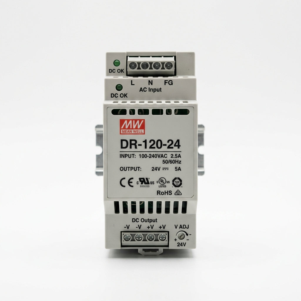 MEAN WELL DR-120-24 FUENTE DE PODER CON DETALLE