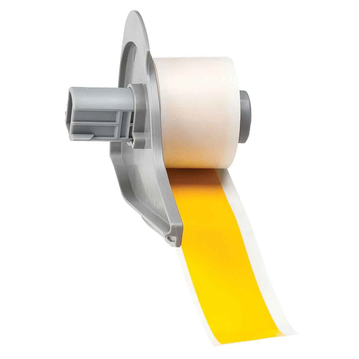 Etiqueta continua de vinilo 1″ 1W in x 50L ft Negro en Amarillo