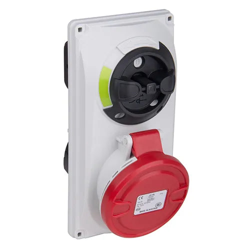 Base emportrar enclavamiento 32A 3P+N+T 220/400VCA 6h Rojo IP44-IP54