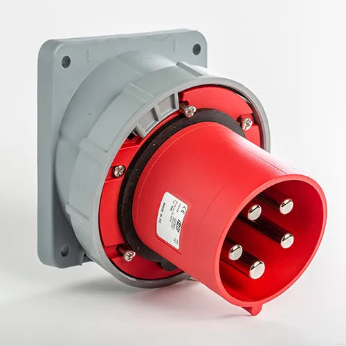 Clavija empotrar inclinada 125A 3P+N+T 220/400VCA 6h Rojo IP66-IP67