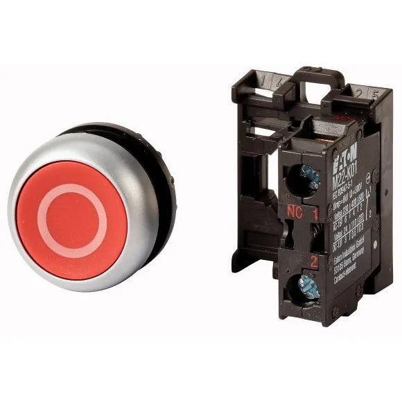 M22-D-R-X0/K01 RMQ-Titan Botón Plano 22mm Momentáneo -0- Rojo 1NC