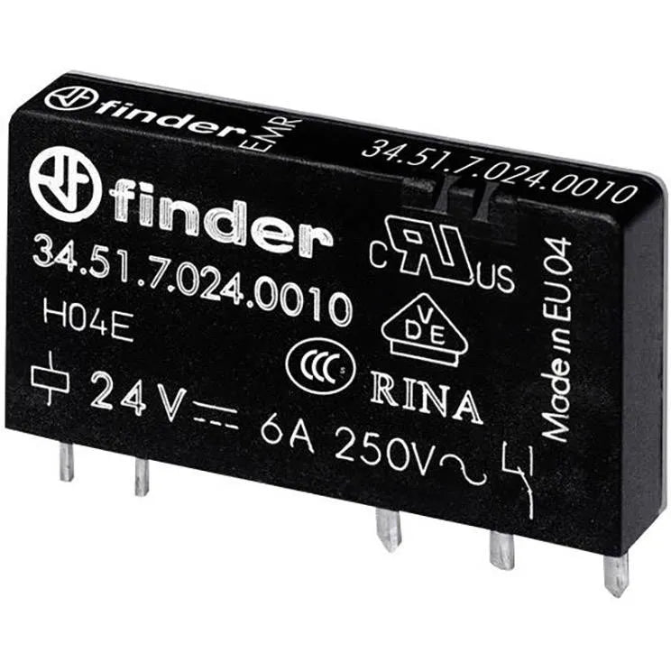 Relevador electromecánico ultra delgado 5 pines 24VCD 1CO 1NA1NC AgNi 6A 250V