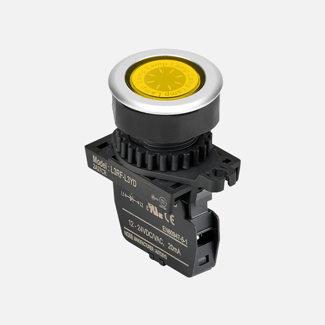 L3RF-L3YDM Luz piloto tipo rasante redondo plano 30mm amarillo 12-24VUC