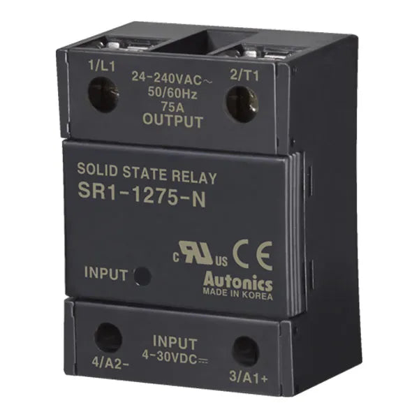 SR1-1275-N SSR monofásico 75A Input 4-30VCD Output 24-240VCA cruce por cero