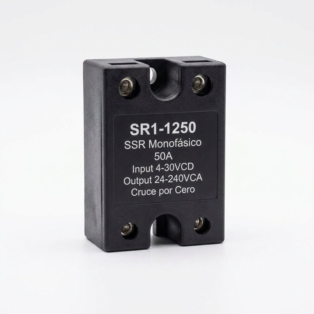 SR1-1250 SSR monofásico 50A Input 4-30VCD Output 24-240VCA cruce por cero