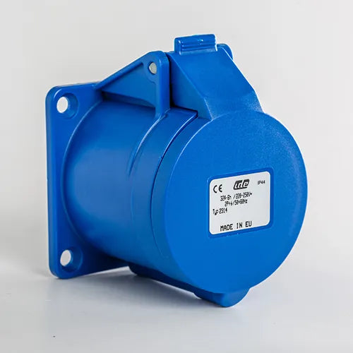 Base empotrar recta 32A 2P+T 230VCA 6h Azul IP44