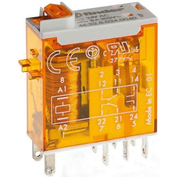 Relevador tipo industrial 8 pines 24VCD 2CO 2NA2NC AgNi 8A 250V