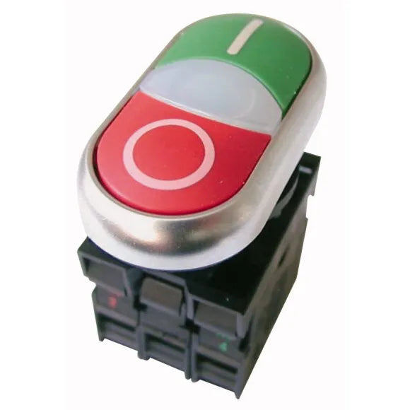 M22-DDL-GR-X1/X0/K11/230-W Botón doble 22mm 1NA1NC con LED blanco 85-264VCA I-0