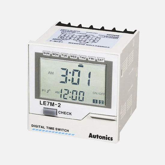 LE7M-2D Timer semanal/anual 72WX72H 100-240VCA 2NA2NC