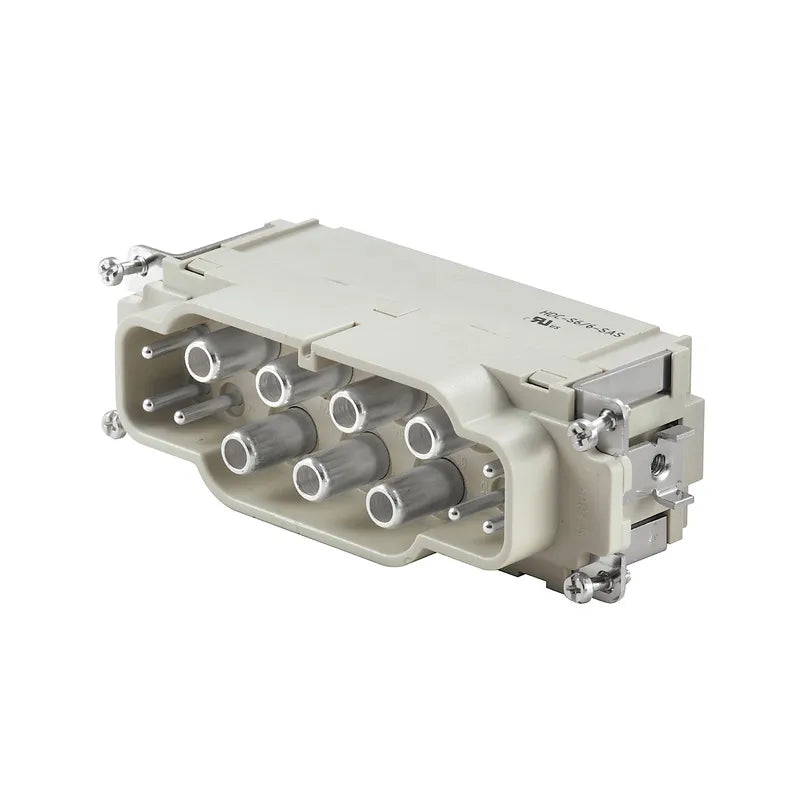 HDC S6 6 SAS Inserto macho combinado C/Tornillo Axial 6P+6+PE 100A 690V Grupo 8
