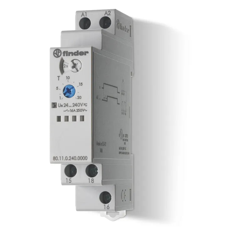 Temporizador On-Delay 24-240VAC/DC 1NA1NC 16A 250V