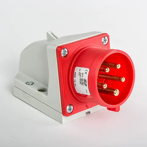 Clavija mural 16A 3P+N+T 220/400VCA 6h Rojo IP44