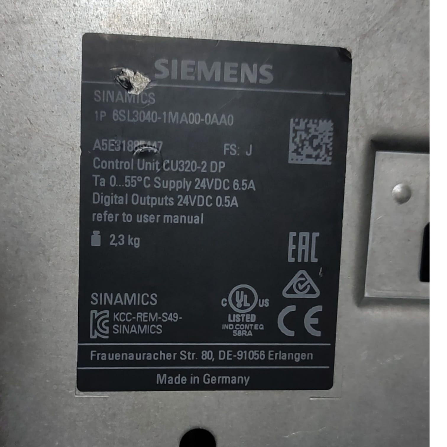 Siemens sinamics 6SL3040-1MA00-0AA0
