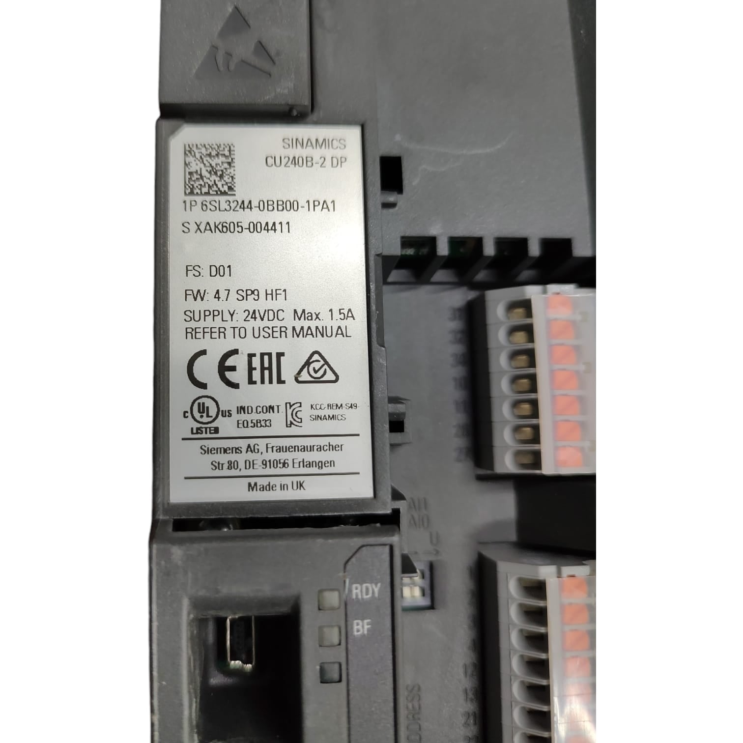 Siemens 6SL3244-0BB00-1PA1 unidad de control sinamics