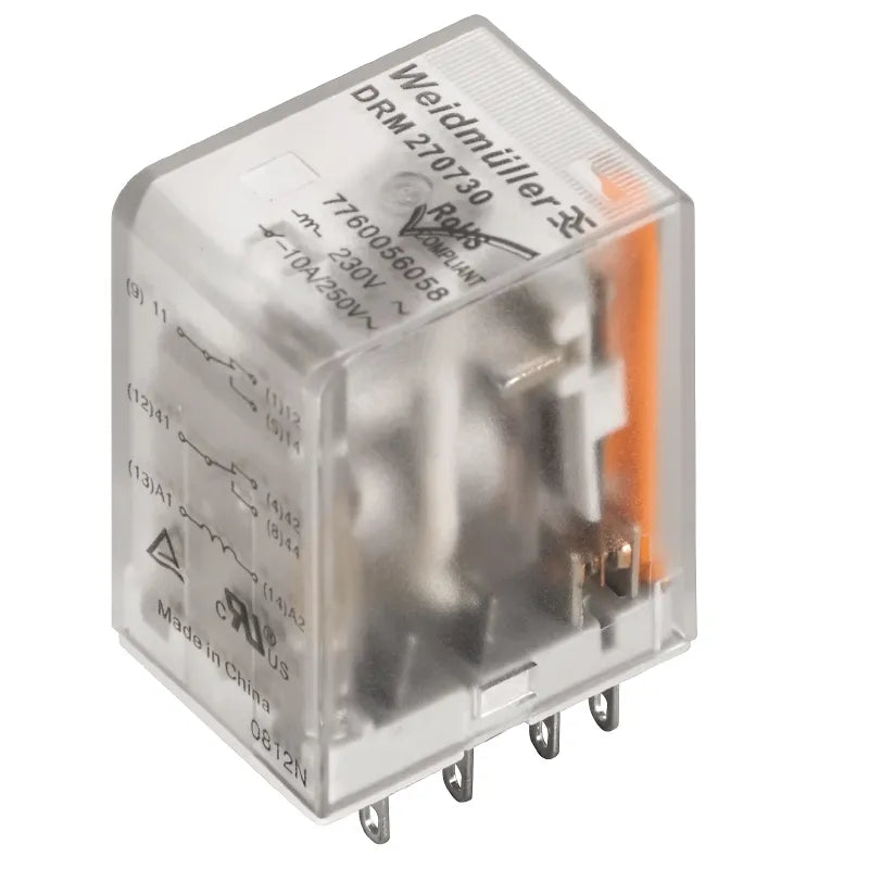 DRM270024L Relevador 8 pines 24VCD 2CO 2NA2NC AgNi 10A 250V Con LED