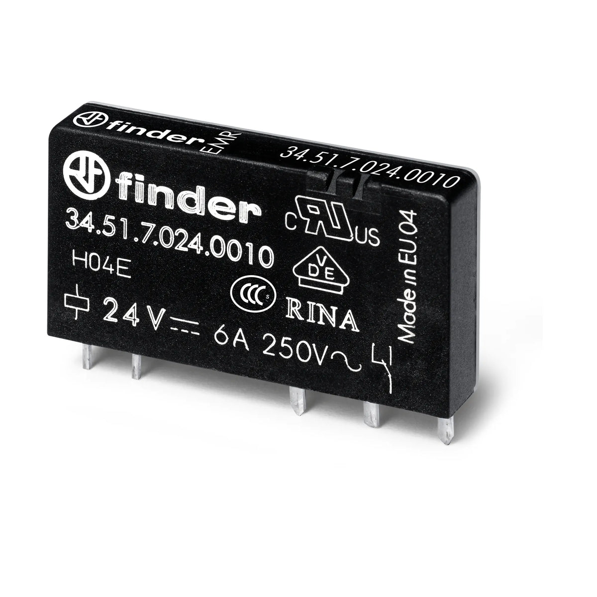 Mini relevador p/ circuito impreso 5 pines 48VDC 1CO 1NA1NC AgNi 6A 250V