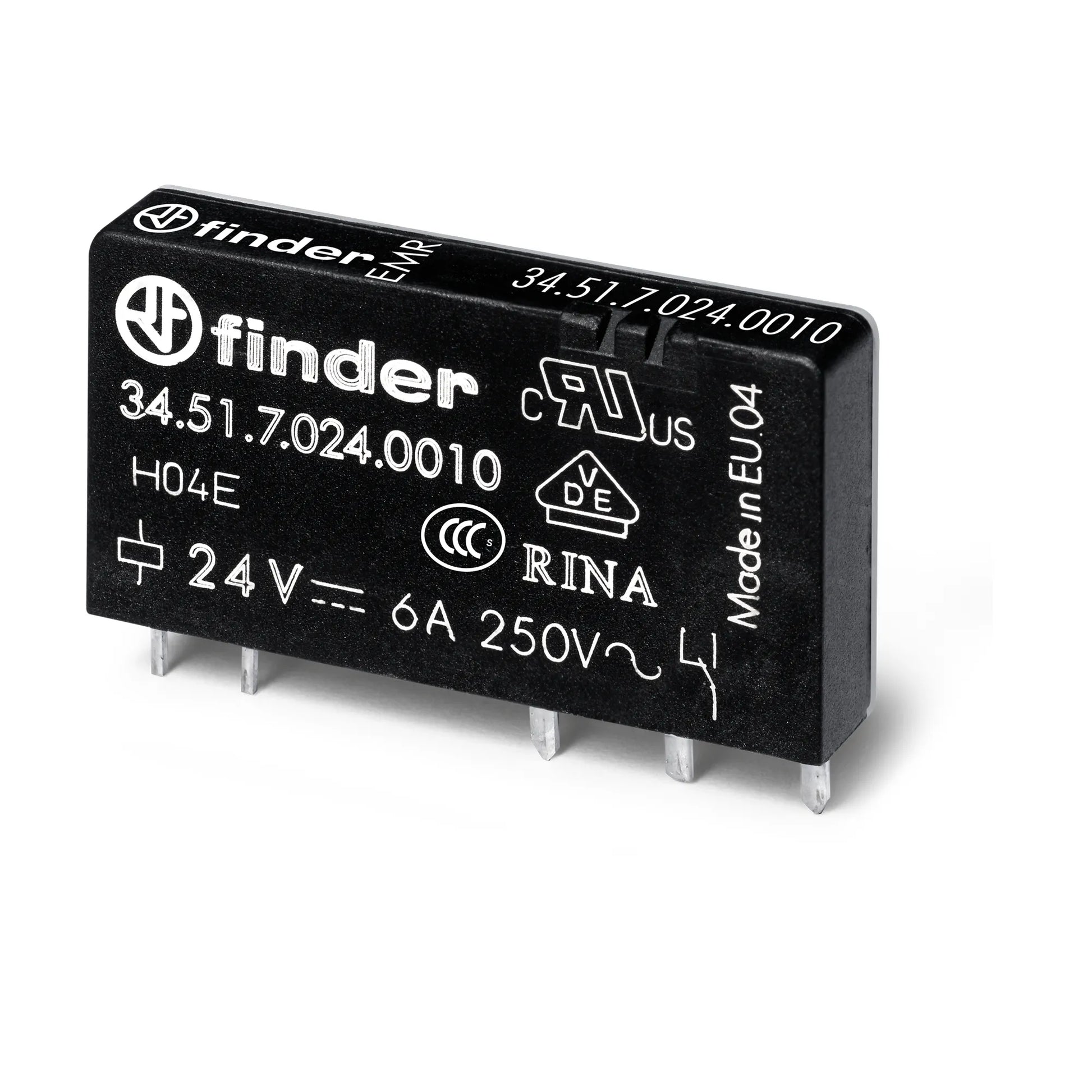 Mini relevador p/ circuito impreso 5 pines 48VDC 1CO 1NA1NC AgNi 6A 250V