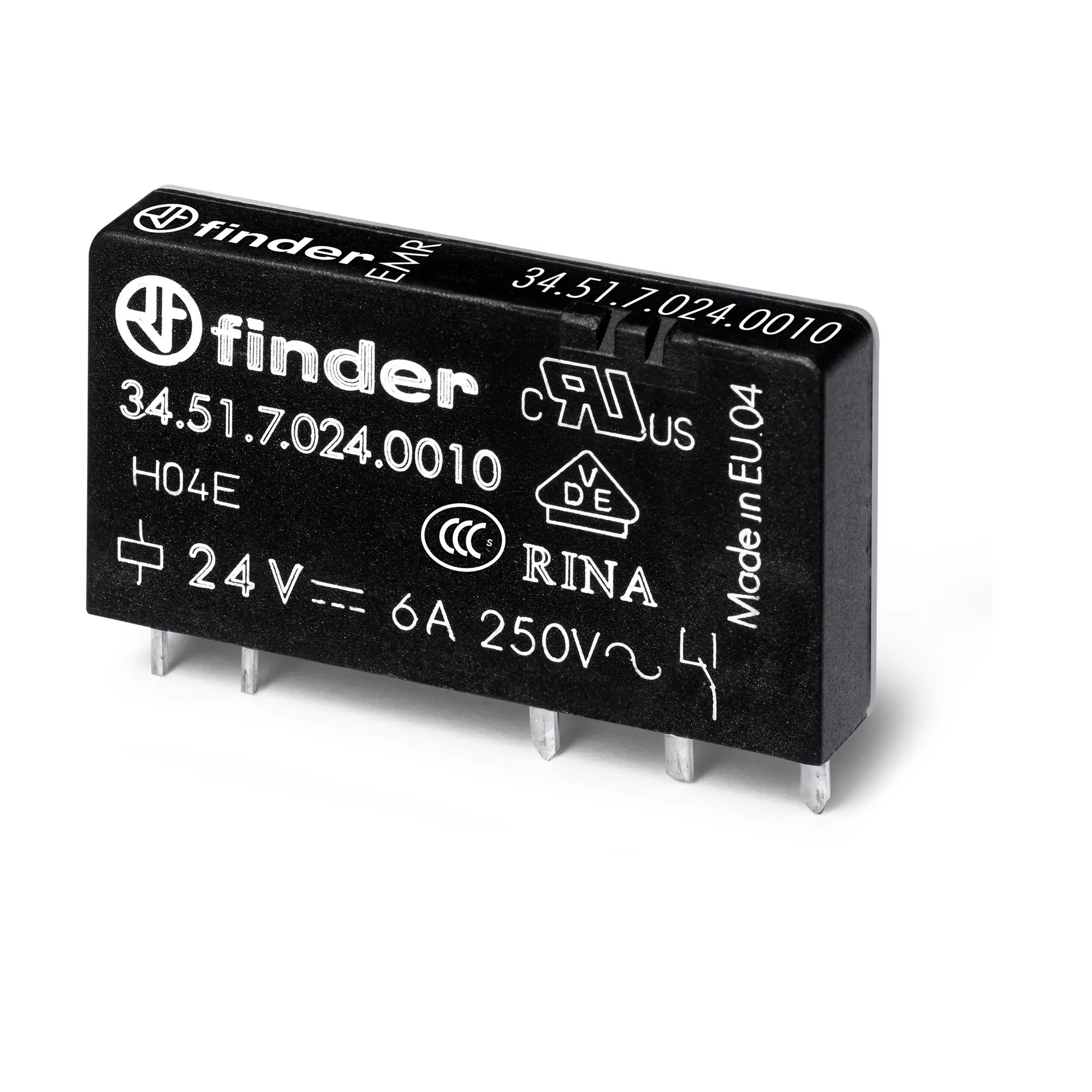 Mini relevador p/ circuito impreso 5 pines 48VDC 1CO 1NA1NC AgNi 6A 250V