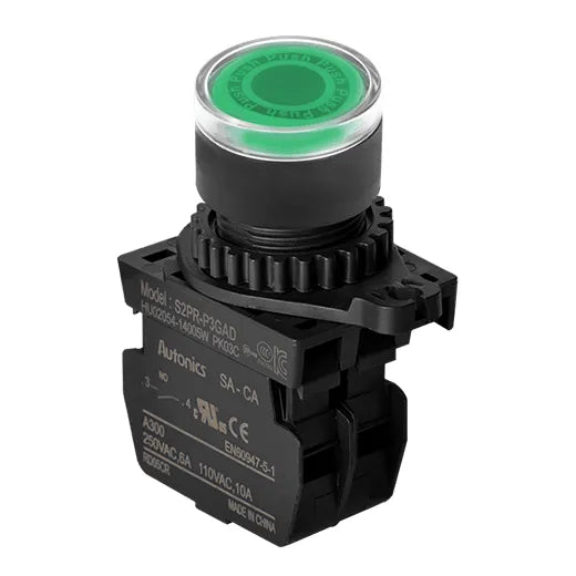 BOTON MOMEN ILUMI VERDE 1NA 12-24 VAC/DC