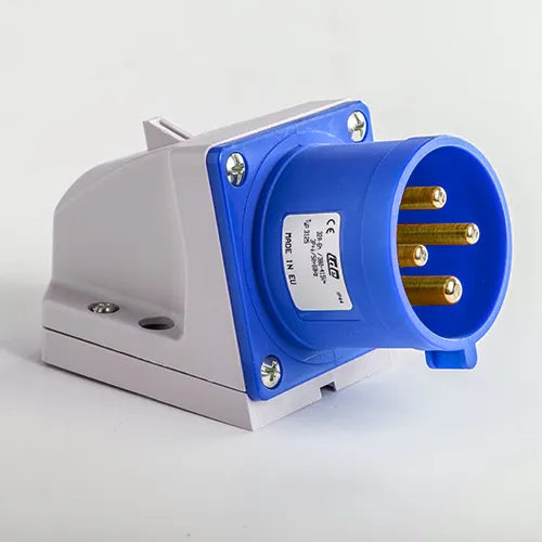 Clavija mural 32A 3P+T 230VCA 9h Azul IP44
