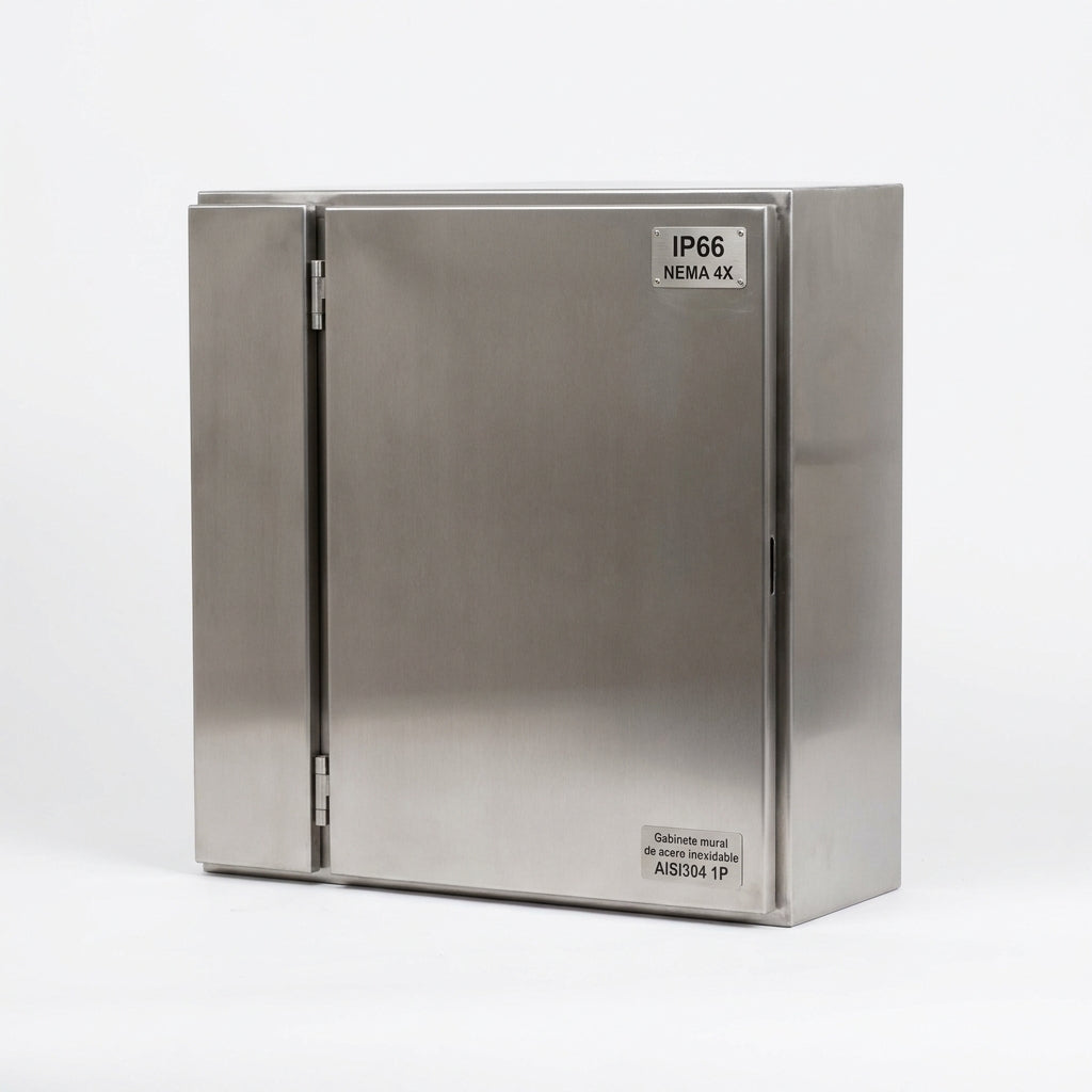 Gabinete mural de acero inoxidable AISI304 1P 600Hx600Wx210Dmm IP66 NEMA 4X
